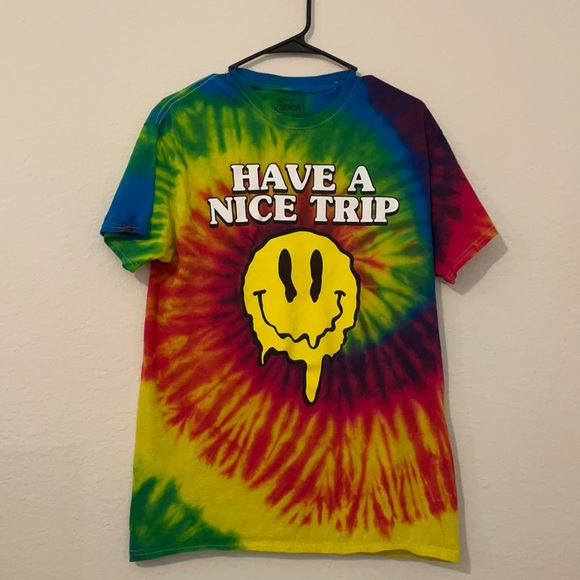 Spencer's Other - have a nice trip trippy rainbow tie dye graphic t shirt
